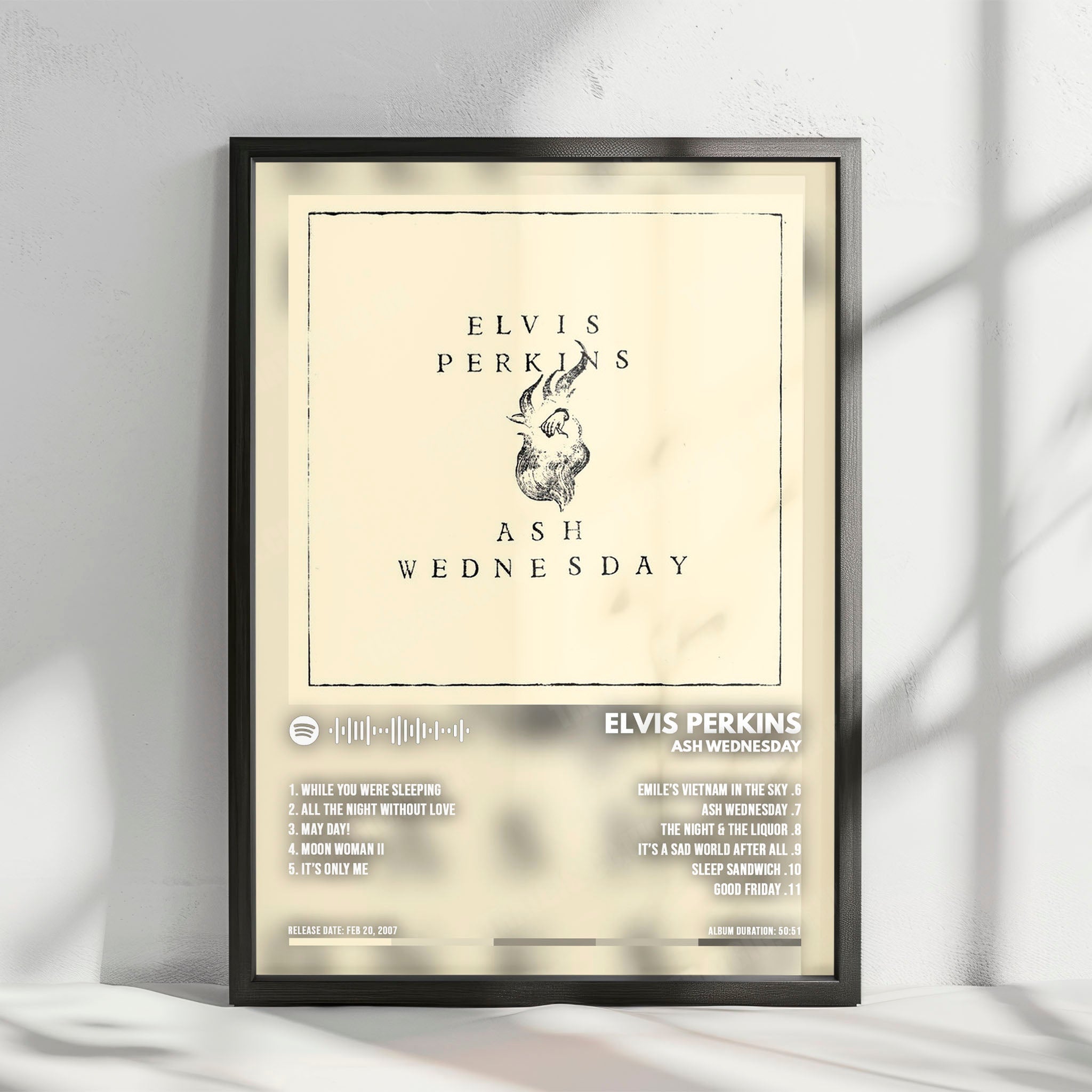 Elvis Perkins "Ash Wednesday" Album Cover Poster - with Complete Tracklist