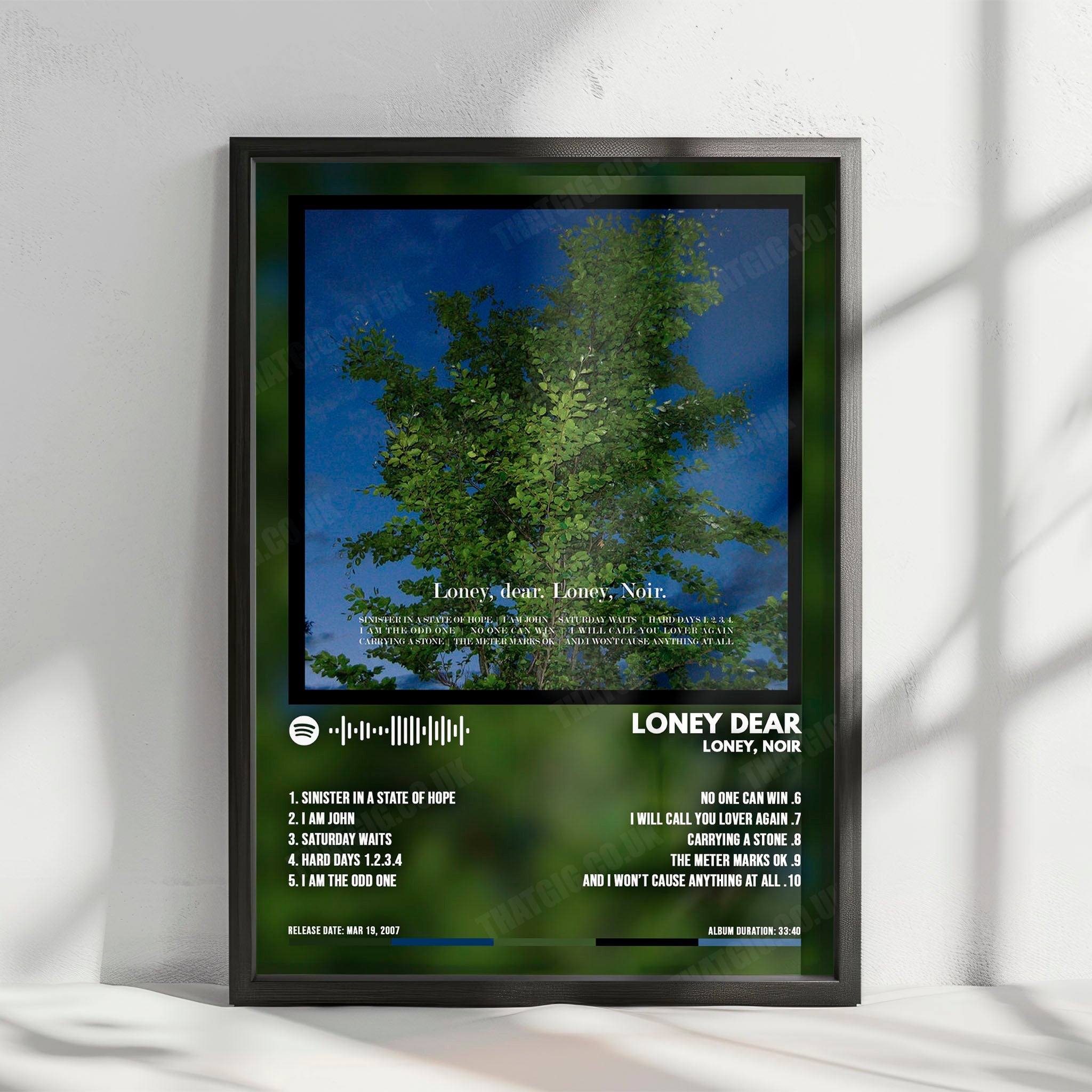 Loney Dear "Loney, Noir" Album Cover Poster - with Complete Tracklist