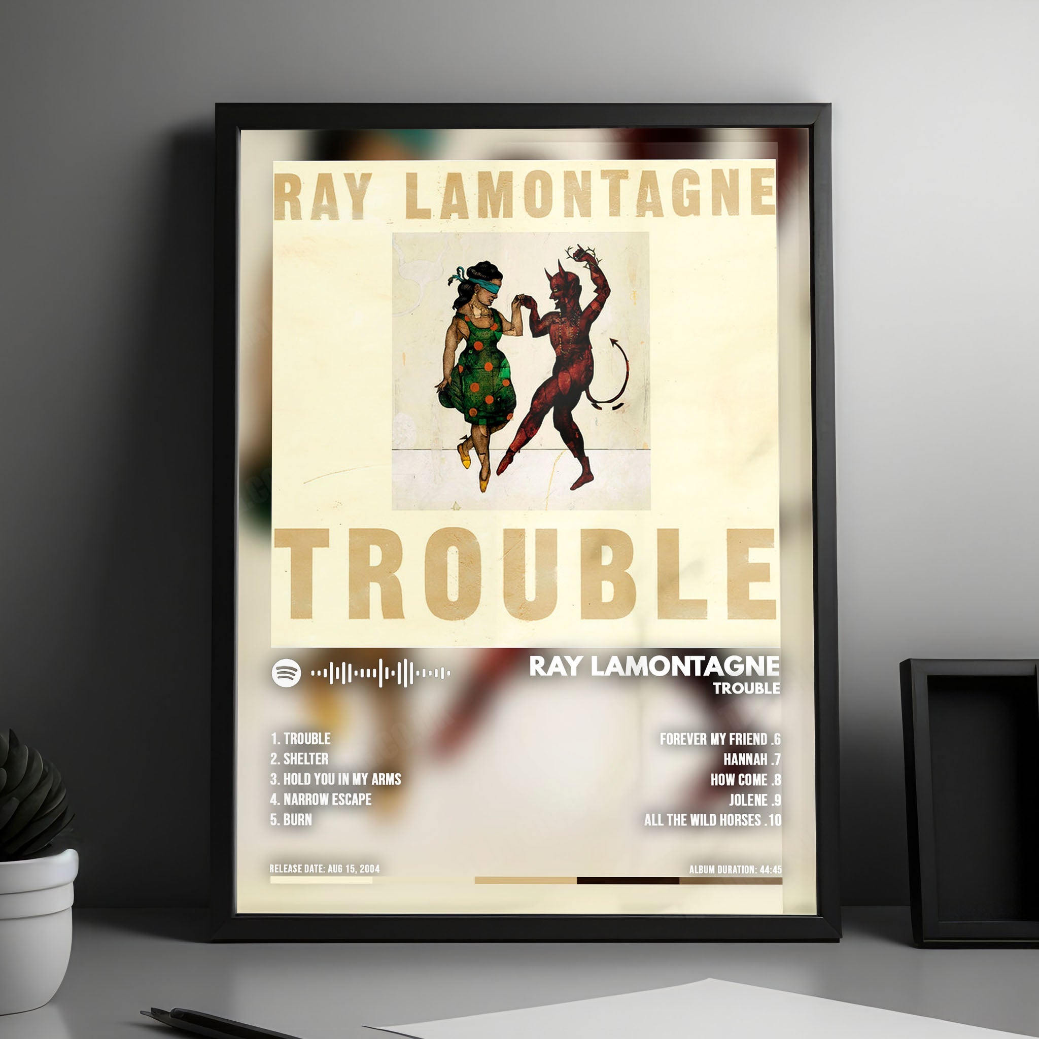 Ray LaMontagne "Trouble" Album Cover Poster - with Complete Tracklist