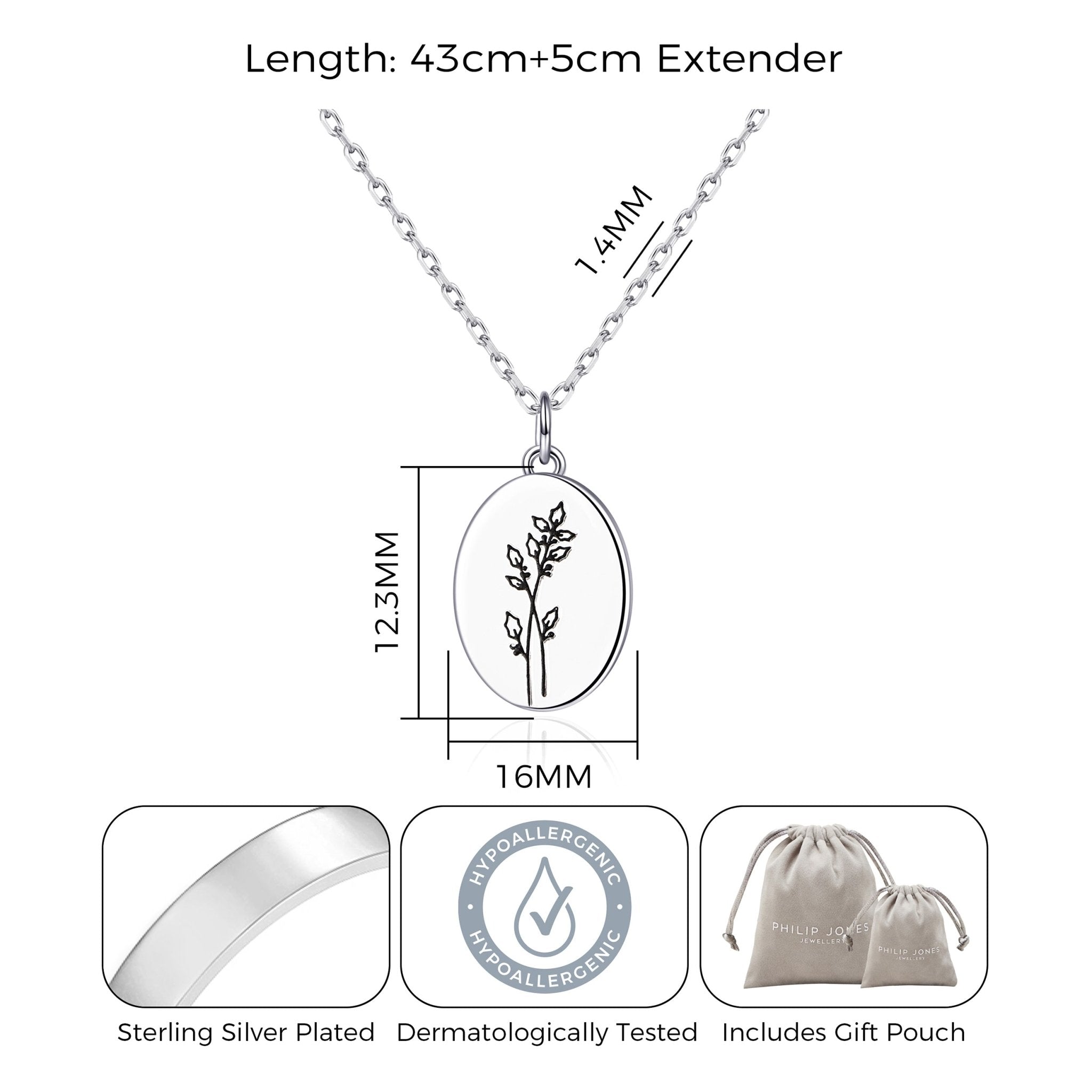 December Birth Flower Holly Berry Necklace with Card