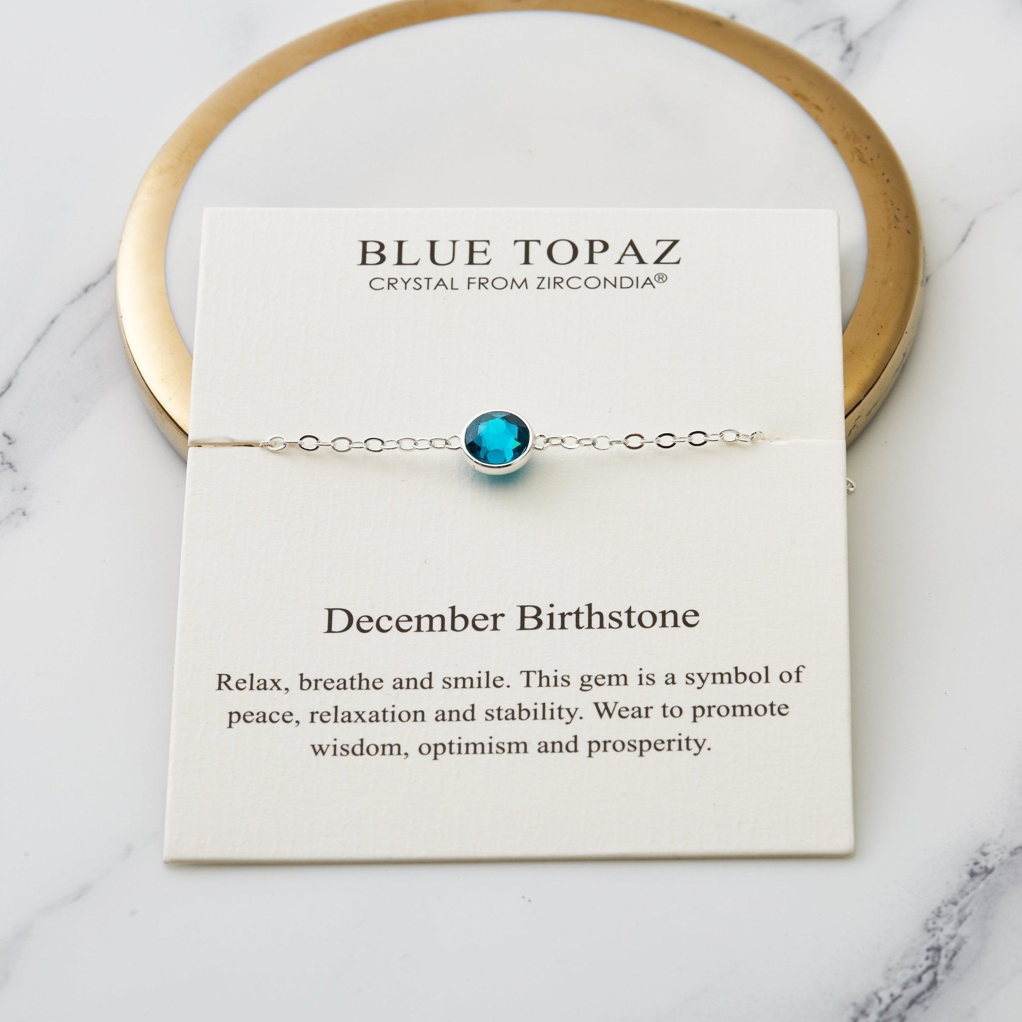 December (Blue Topaz) Birthstone Anklet Created with Zircondia® Crystals