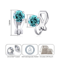 December (Blue Topaz) Birthstone Clip On Earrings Created with Zircondia® Crystals