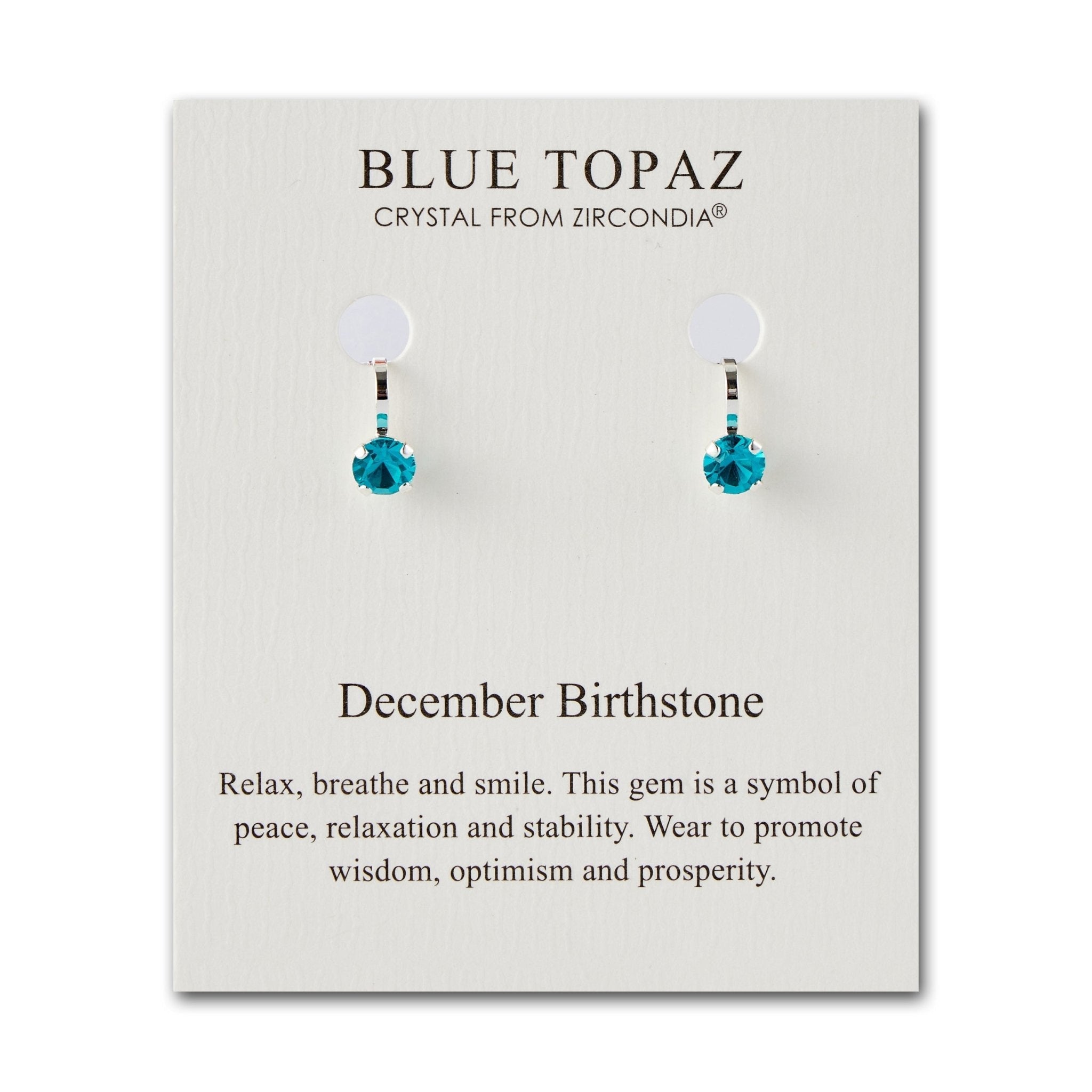 December (Blue Topaz) Birthstone Clip On Earrings Created with Zircondia® Crystals