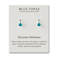 December (Blue Topaz) Birthstone Clip On Earrings Created with Zircondia® Crystals