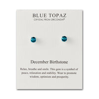 December (Blue Topaz) Birthstone Earrings Created with Zircondia® Crystals