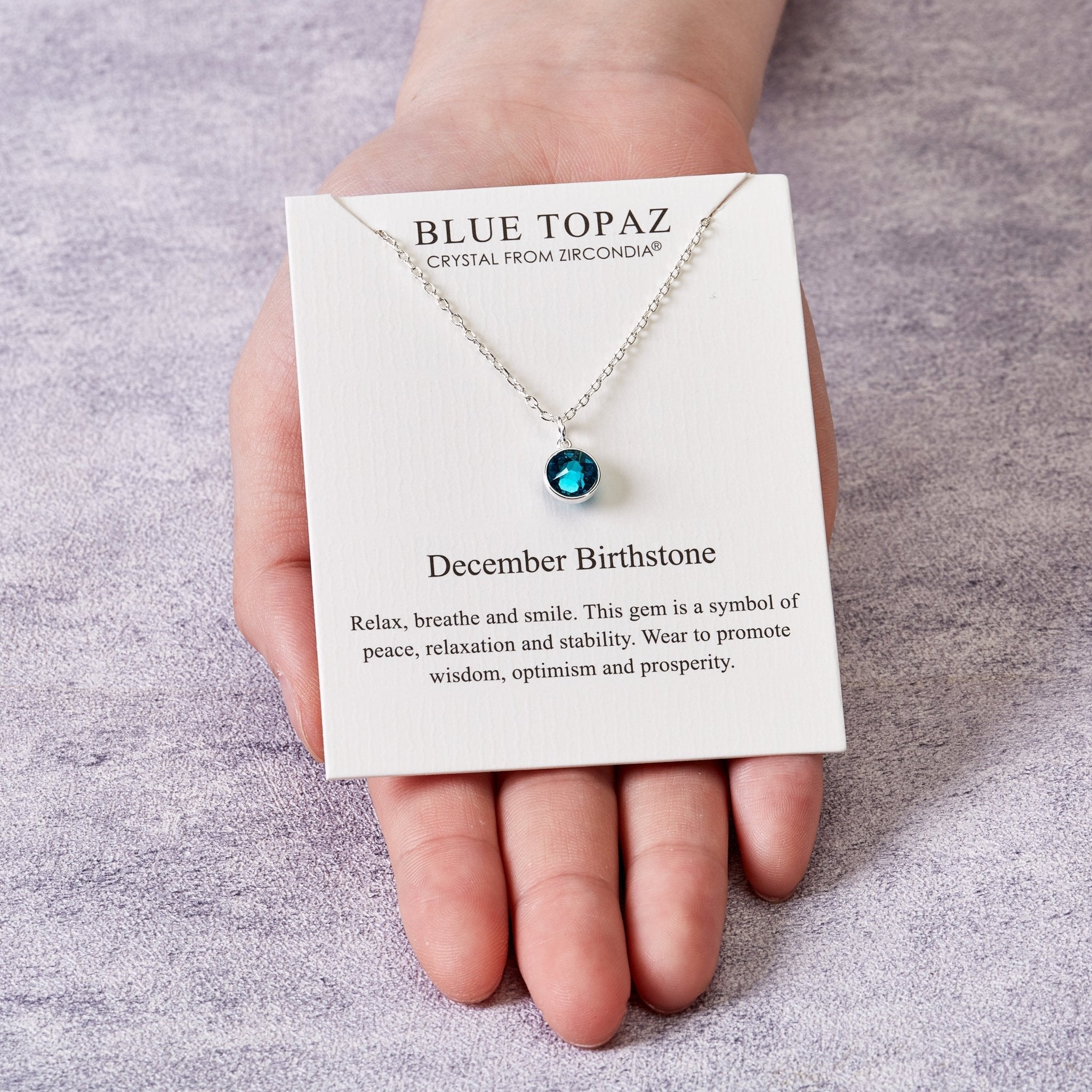December (Blue Topaz) Birthstone Necklace Created with Zircondia® Crystals
