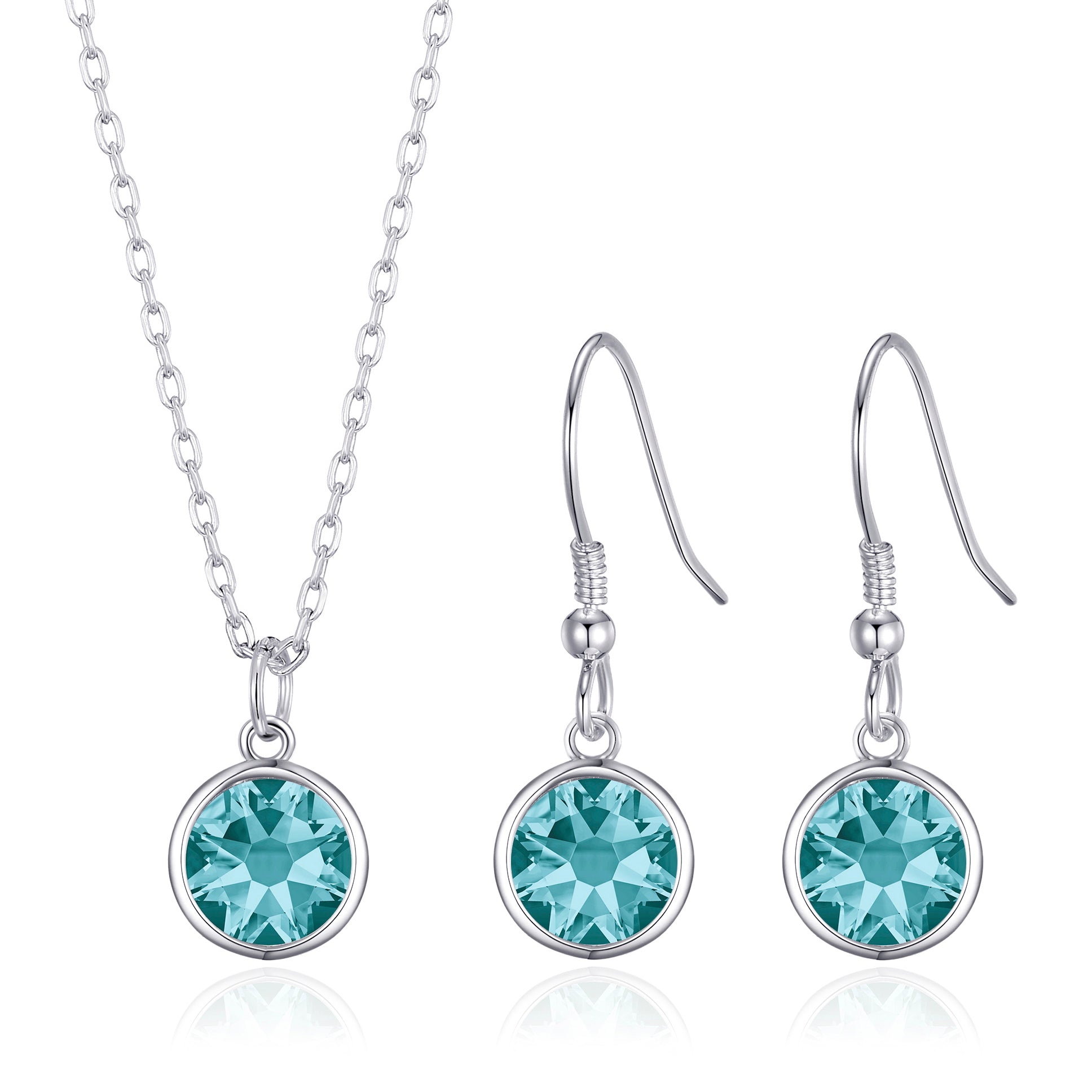 December (Blue Topaz) Birthstone Necklace & Drop Earrings Set Created with Zircondia® Crystals