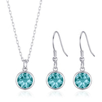 December (Blue Topaz) Birthstone Necklace & Drop Earrings Set Created with Zircondia® Crystals