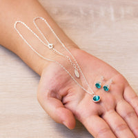 December (Blue Topaz) Birthstone Necklace & Earrings Set Created with Zircondia® Crystals