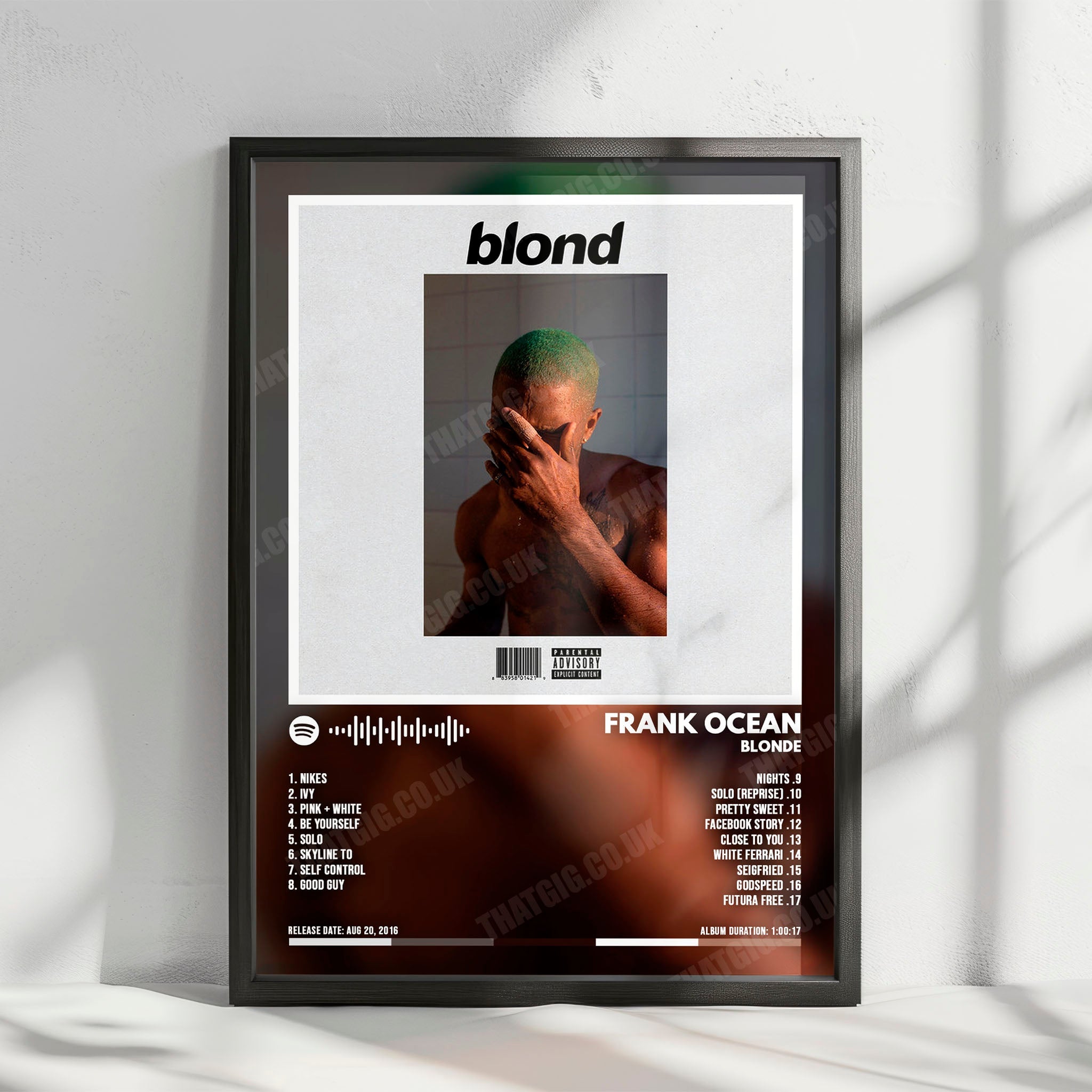 Frank Ocean "Blonde" Album Cover Poster - with Complete Tracklist