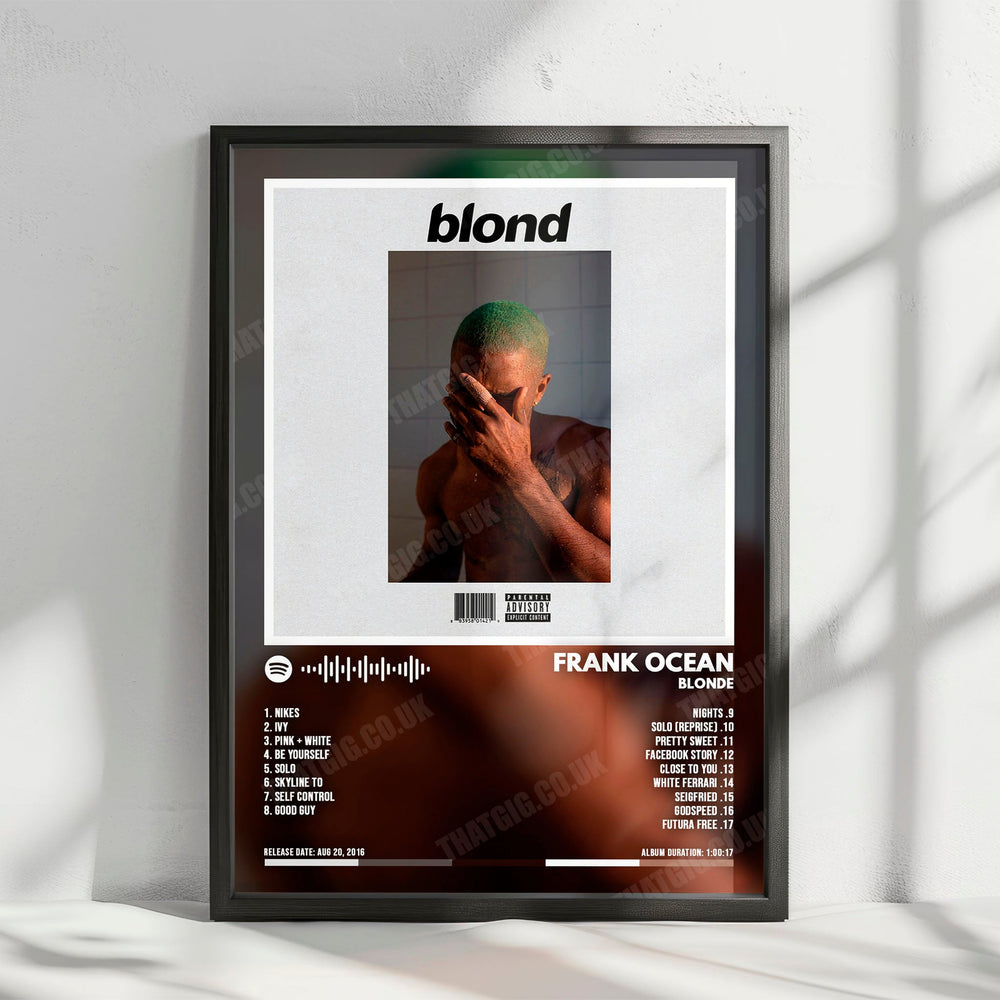 Frank Ocean "Blonde" Album Cover Poster - with Complete Tracklist