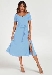 Bardot Midi Dress In Light Blue