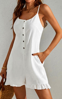 Summer Playsuit With Frill Detail In White