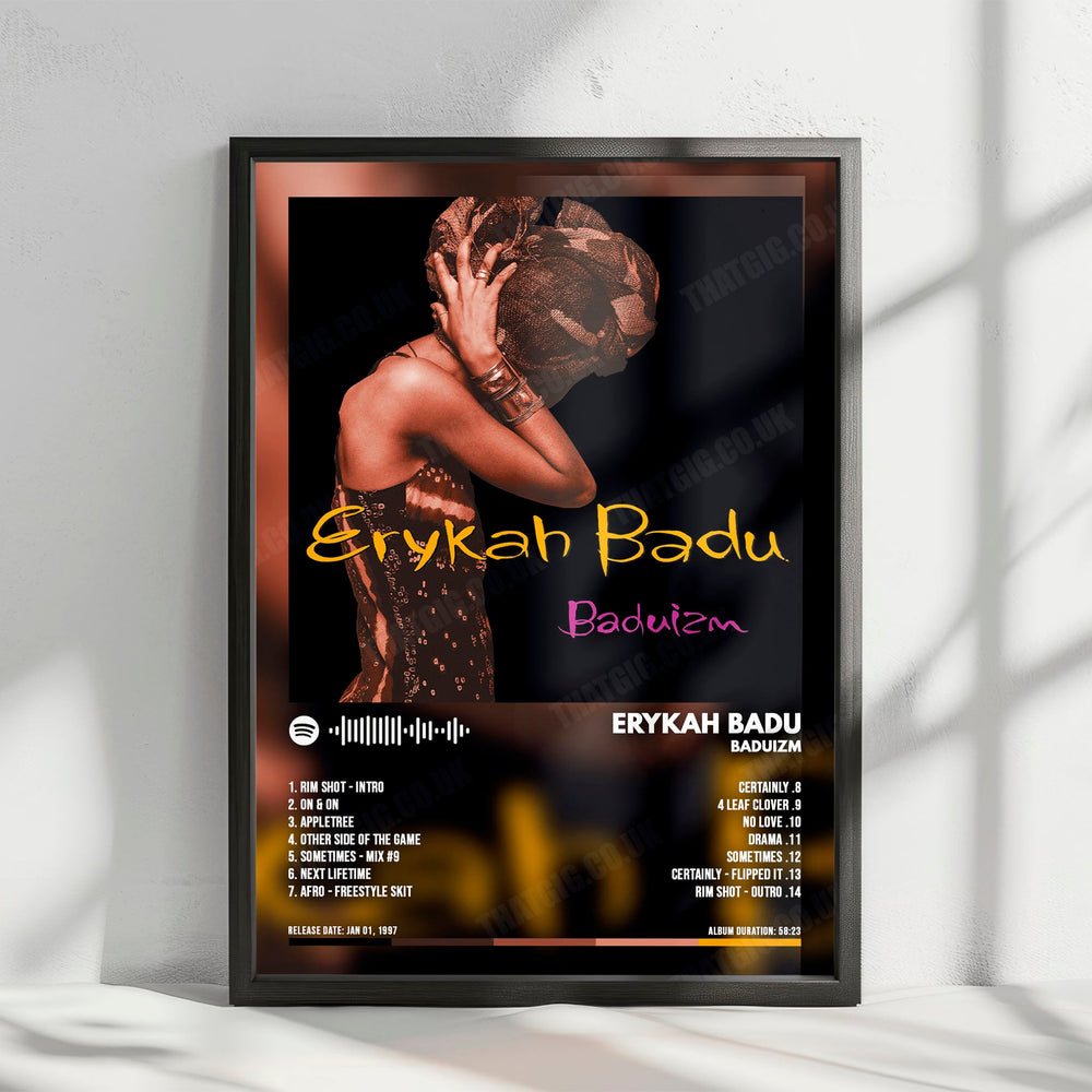 Erykah Badu "Baduizm  " Album Cover Poster - with Complete Tracklist