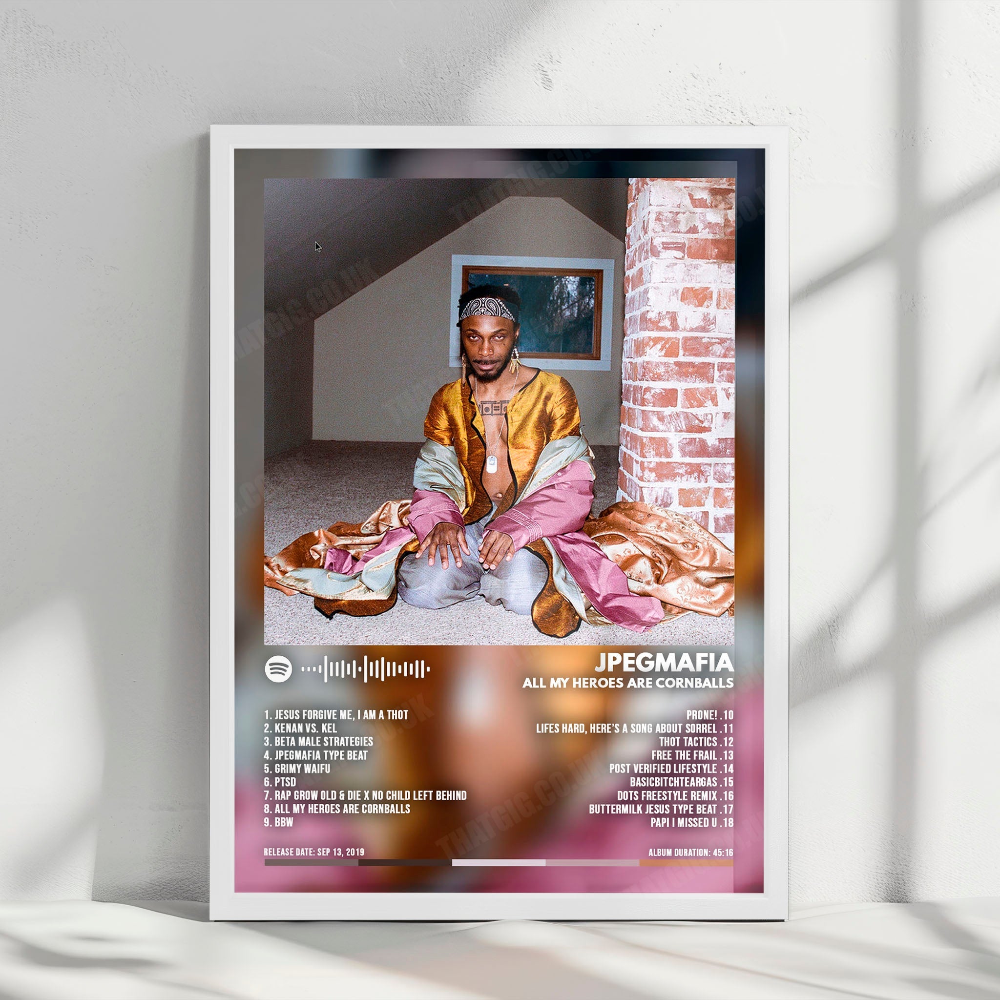 Jpegmafia "All My Heroes Are Cornballs" Album Cover Poster - with Complete Tracklist