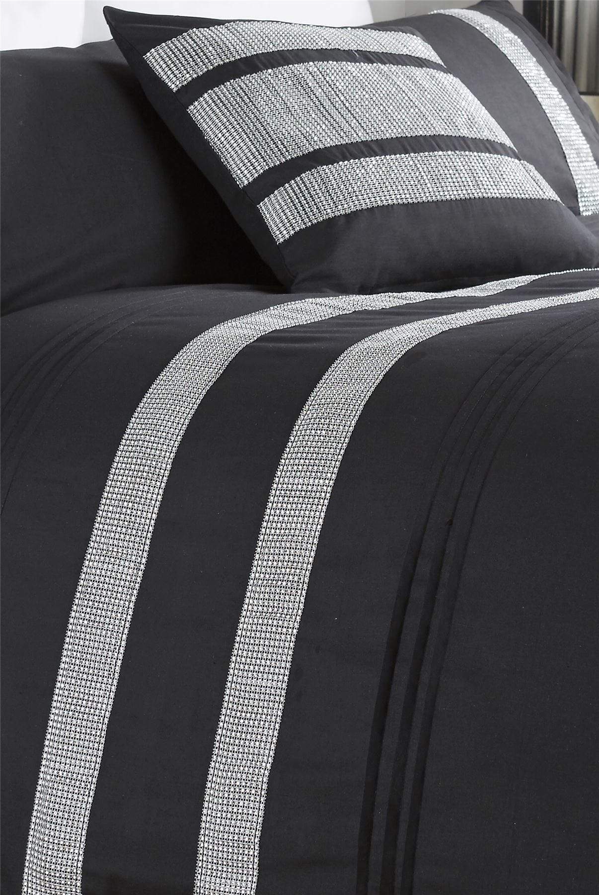 Diamante Glitz Luxurious Cotton Rich Duvet Set with Handwoven Sparkling Crystal Detailing for Elegant Bedroom Decor in All Sizes by OLIVIA ROCCO