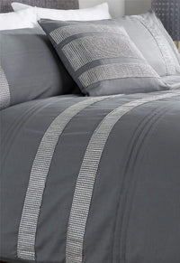 Diamante Glitz Luxurious Cotton Rich Duvet Set with Handwoven Sparkling Crystal Detailing for Elegant Bedroom Decor in All Sizes by OLIVIA ROCCO