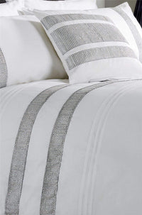 Diamante Glitz Luxurious Cotton Rich Duvet Set with Handwoven Sparkling Crystal Detailing for Elegant Bedroom Decor in All Sizes by OLIVIA ROCCO