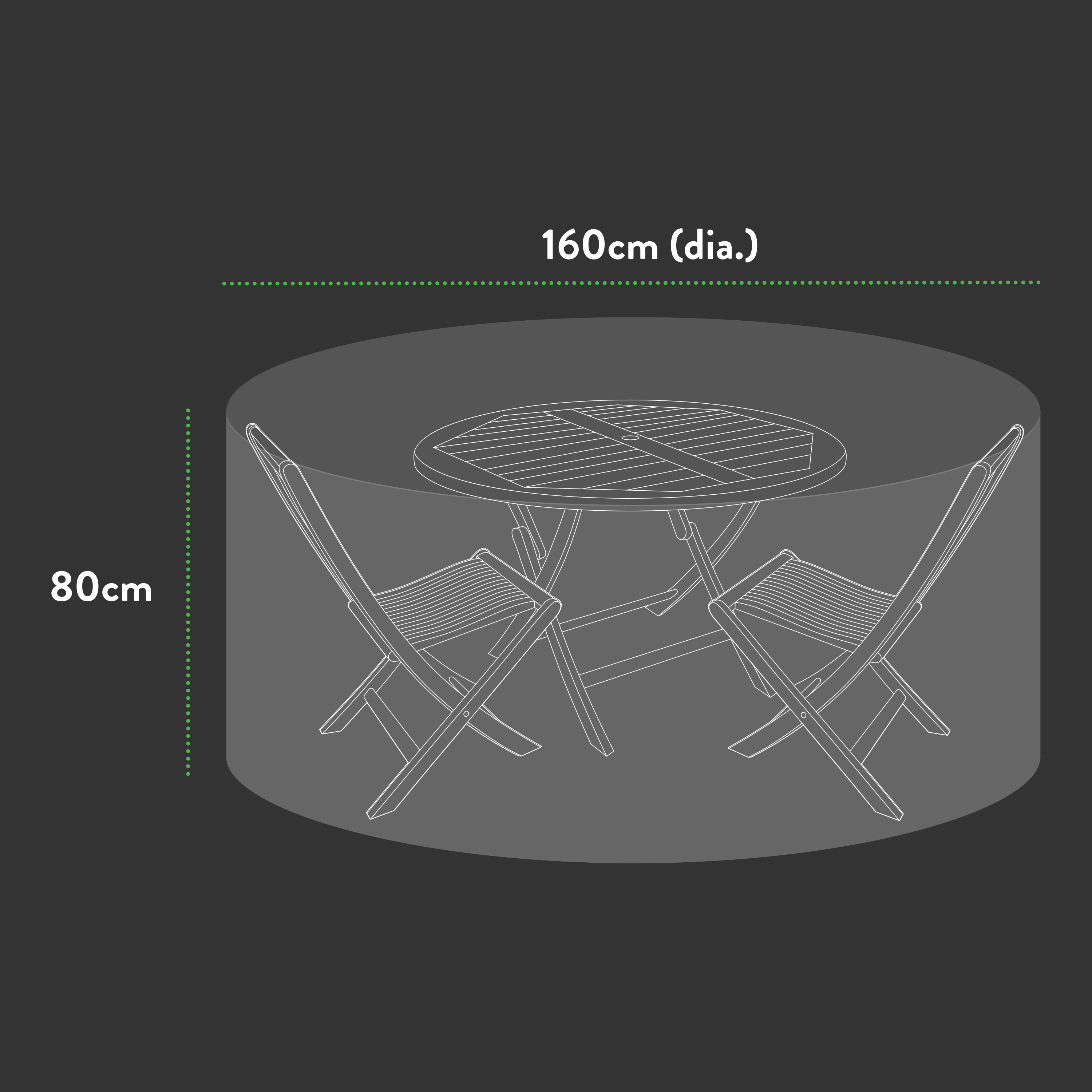 Premium Small (2-4 seater) Round Patio Set Cover - 160 (Dia.)X 80(H) cm