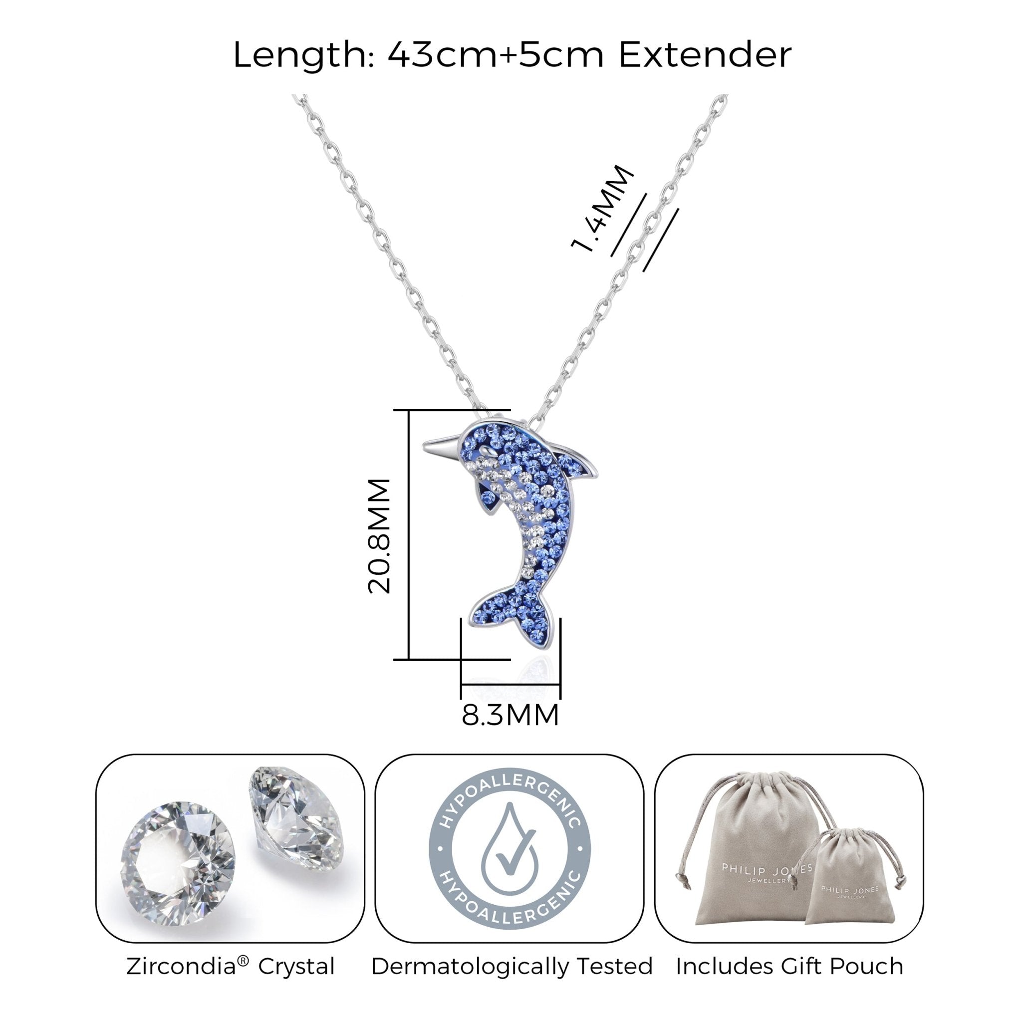 Dolphin Necklace with Zircondia® Crystals
