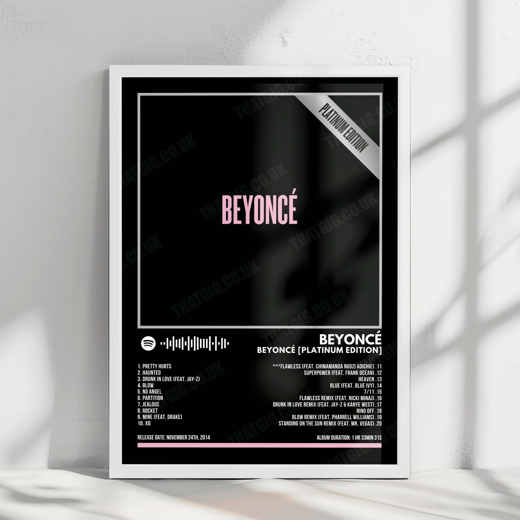 Beyoncé "Beyoncé (Platinum Edition)" Album Cover Poster - with Complete Tracklist