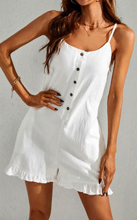 Summer Playsuit With Frill Detail In White