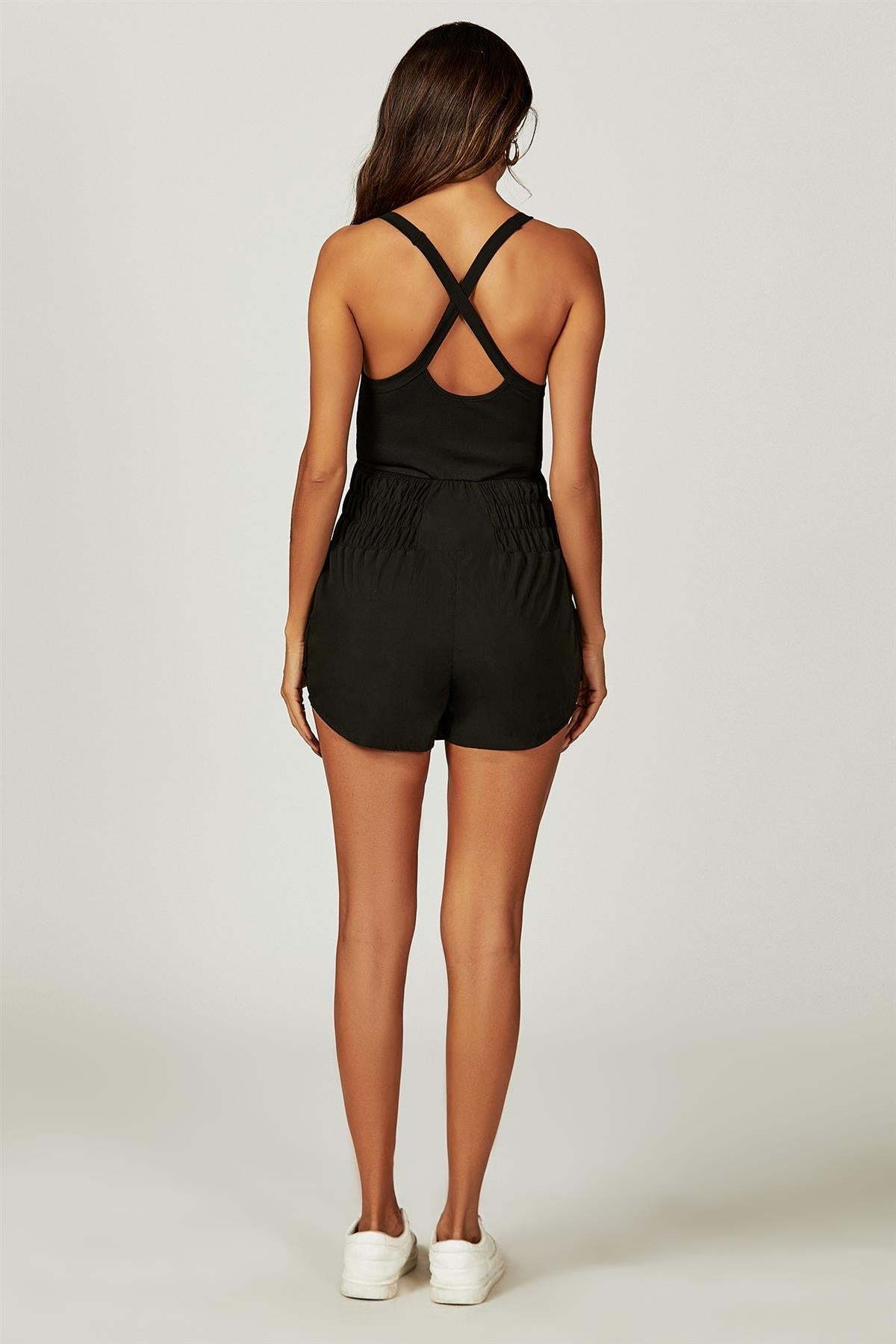 Jersey Top Playsuit with Skirt In Black