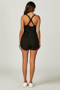 Jersey Top Playsuit with Skirt In Black