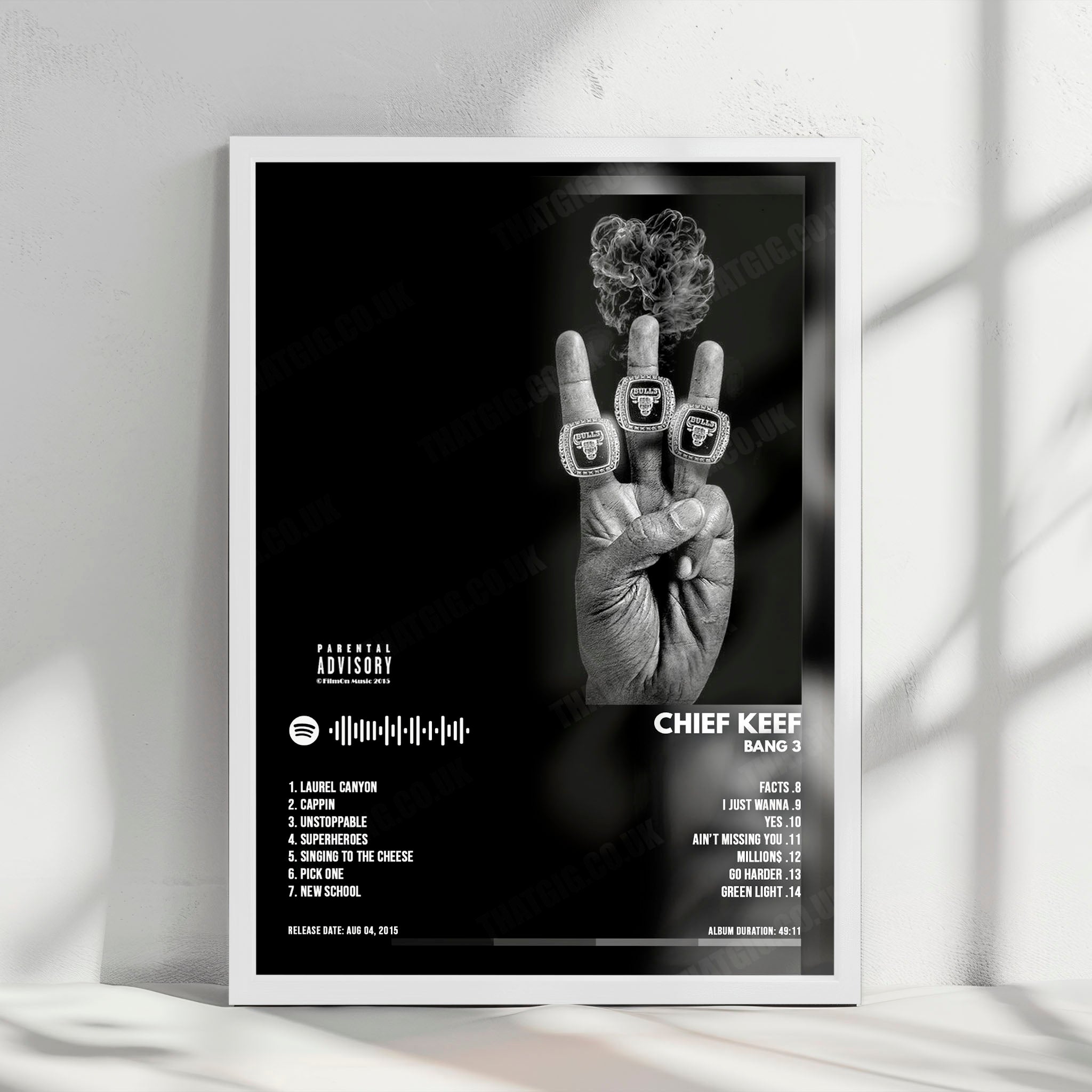 Chief Keef "Bang 3" Album Cover Poster - with Complete Tracklist