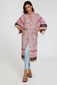 Relaxed Cotton Kimono In Pink
