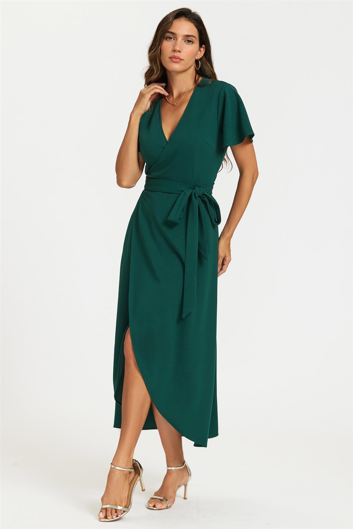Wrap Maxi Dress In Green