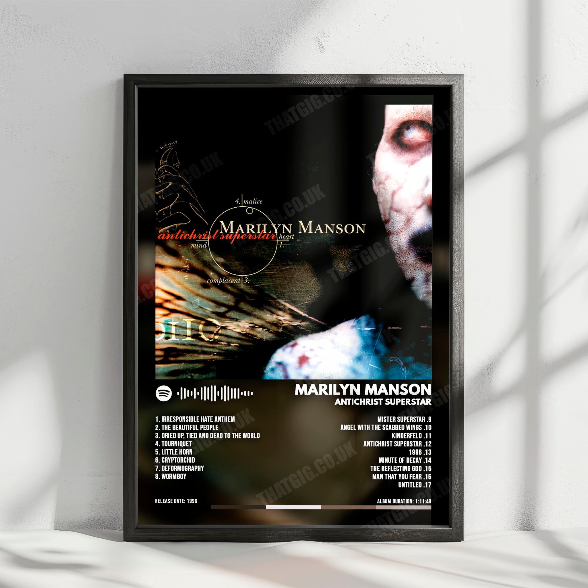 Marilyn Manson "Antichrist Superstar" Album Cover Poster - with Complete Tracklist