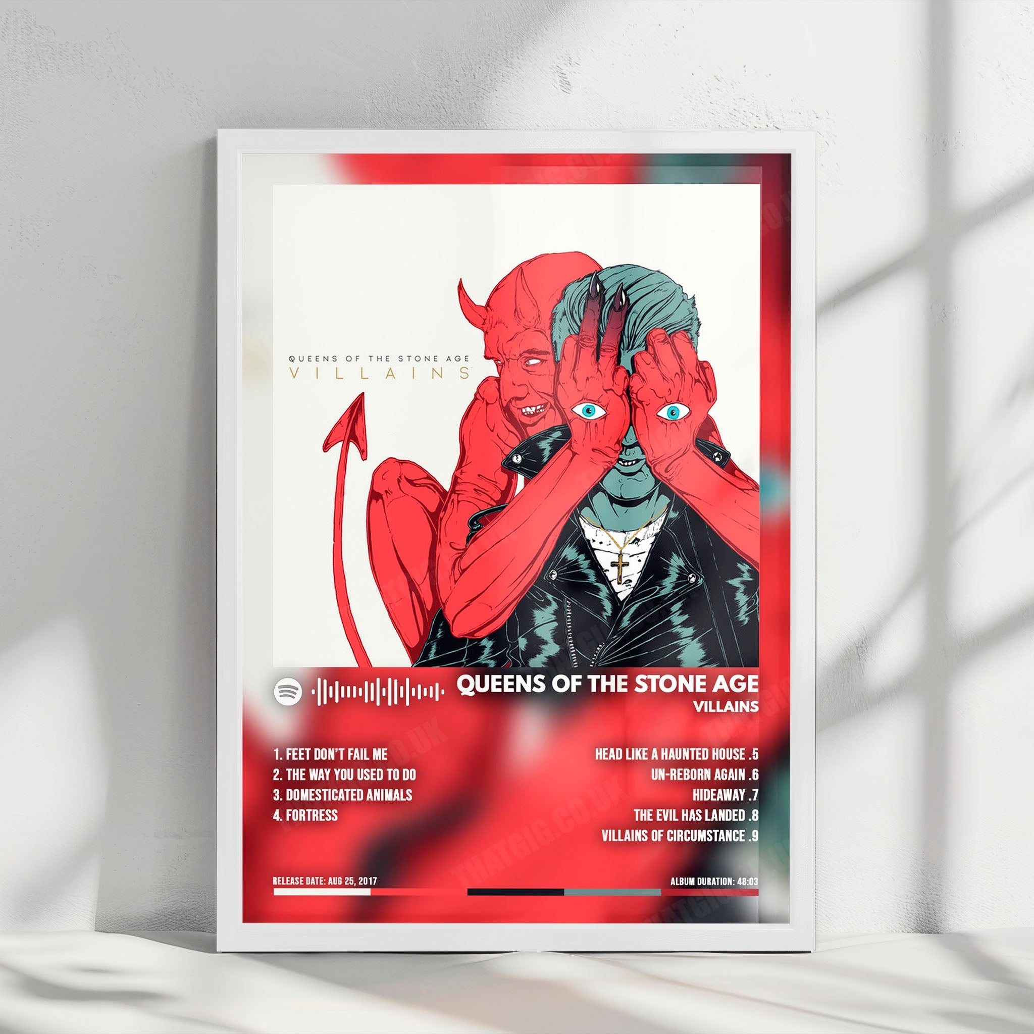 Queens of the Stone Age "Villains" Album Cover Poster - with Complete Tracklist