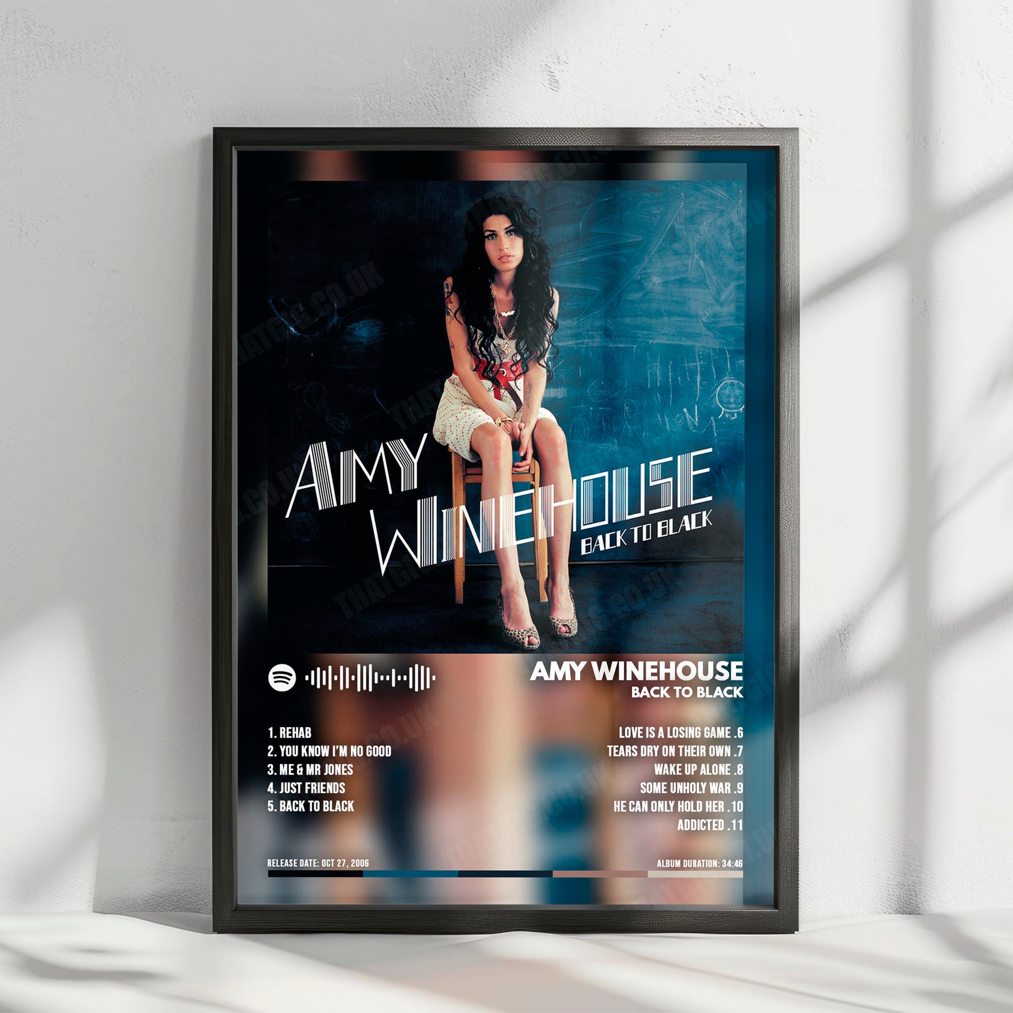 Amy Winehouse "Back to Black  " Album Cover Poster - with Complete Tracklist