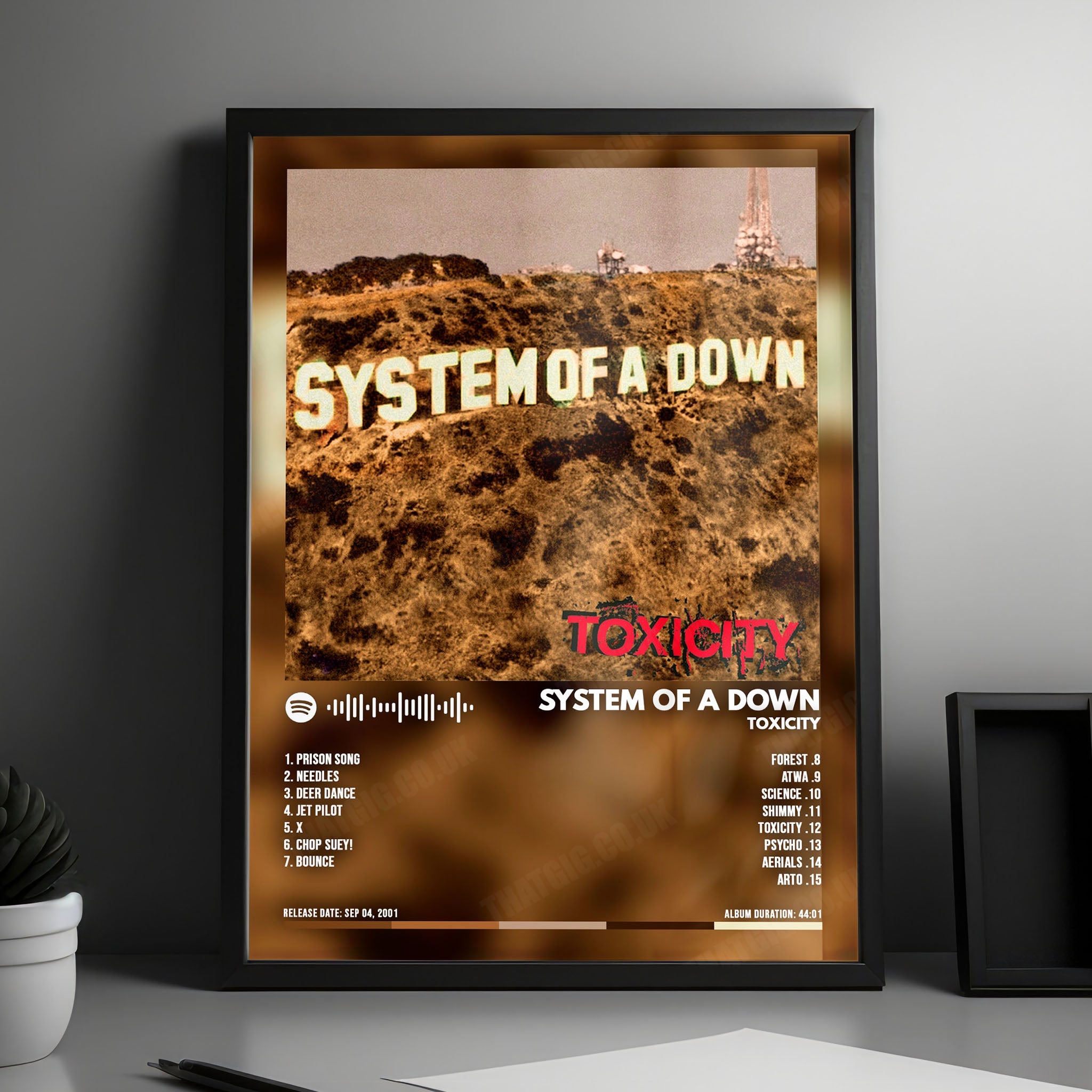 System of a Down "Toxicity" Album Cover Poster - with Complete Tracklist