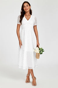 Broderie Anglaise Midi Dress In White