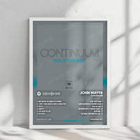 John Mayer "Continuum" Album Cover Poster - with Complete Tracklist