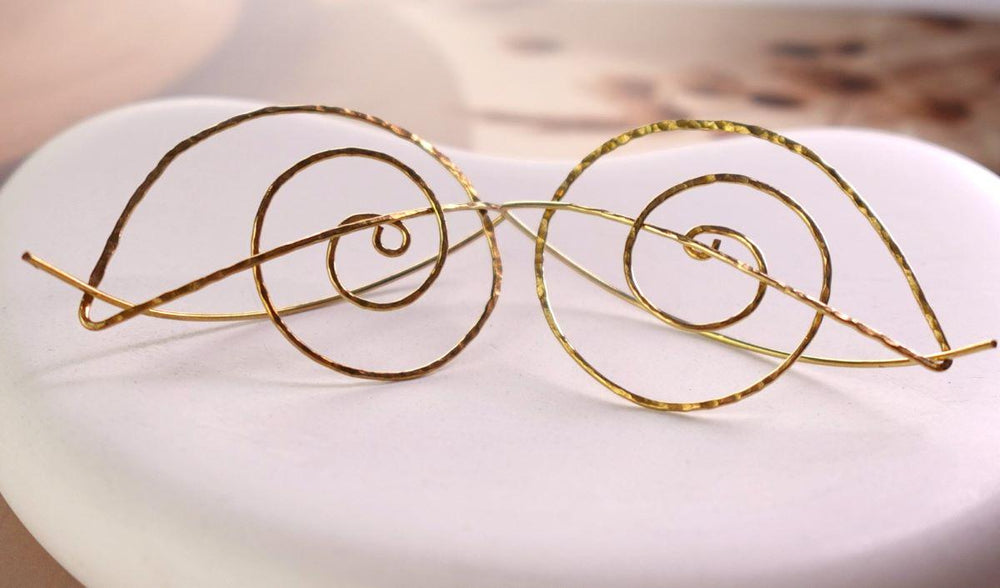 Orbit Spiral Hoops - Abstract Brass Wire Earrings in Artistic Spiral Shape.