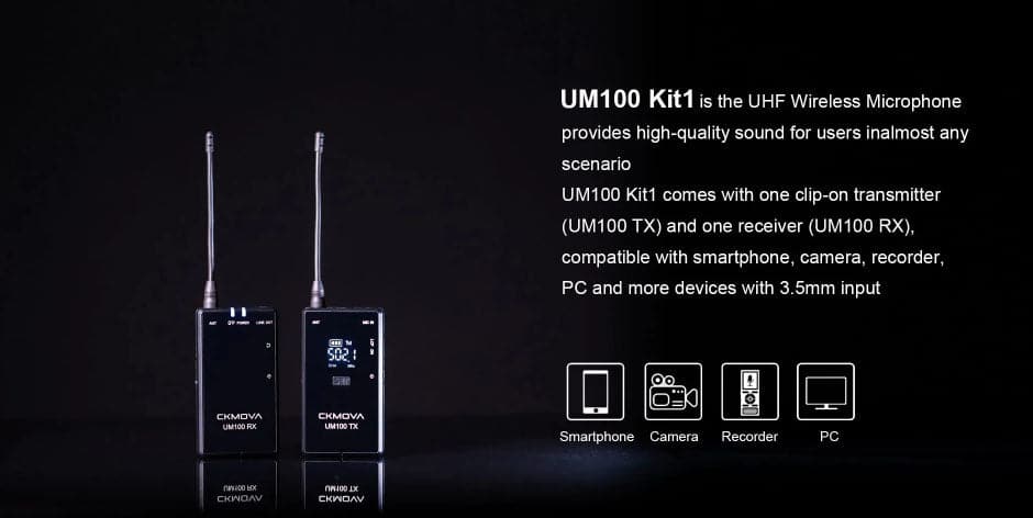 Maplin CKMOVA UM100 UHF Wireless Microphone Kit with 1x Transmitter & 1x Receiver