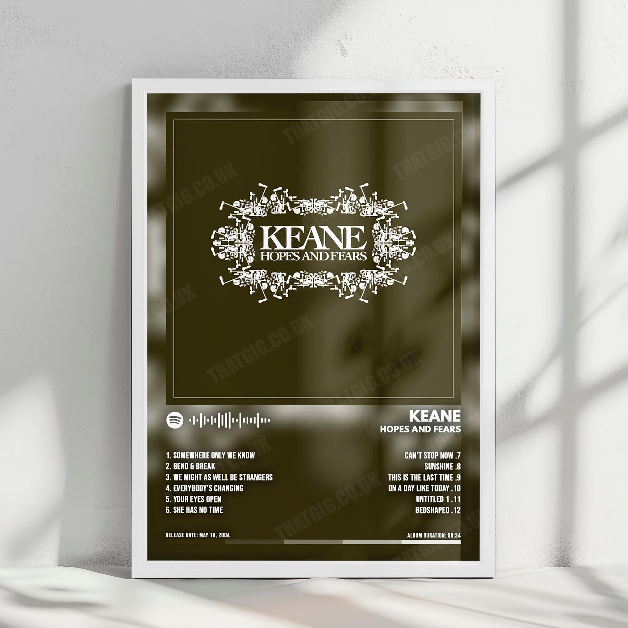 Keane "Hopes and Fears" Album Cover Poster - with Complete Tracklist