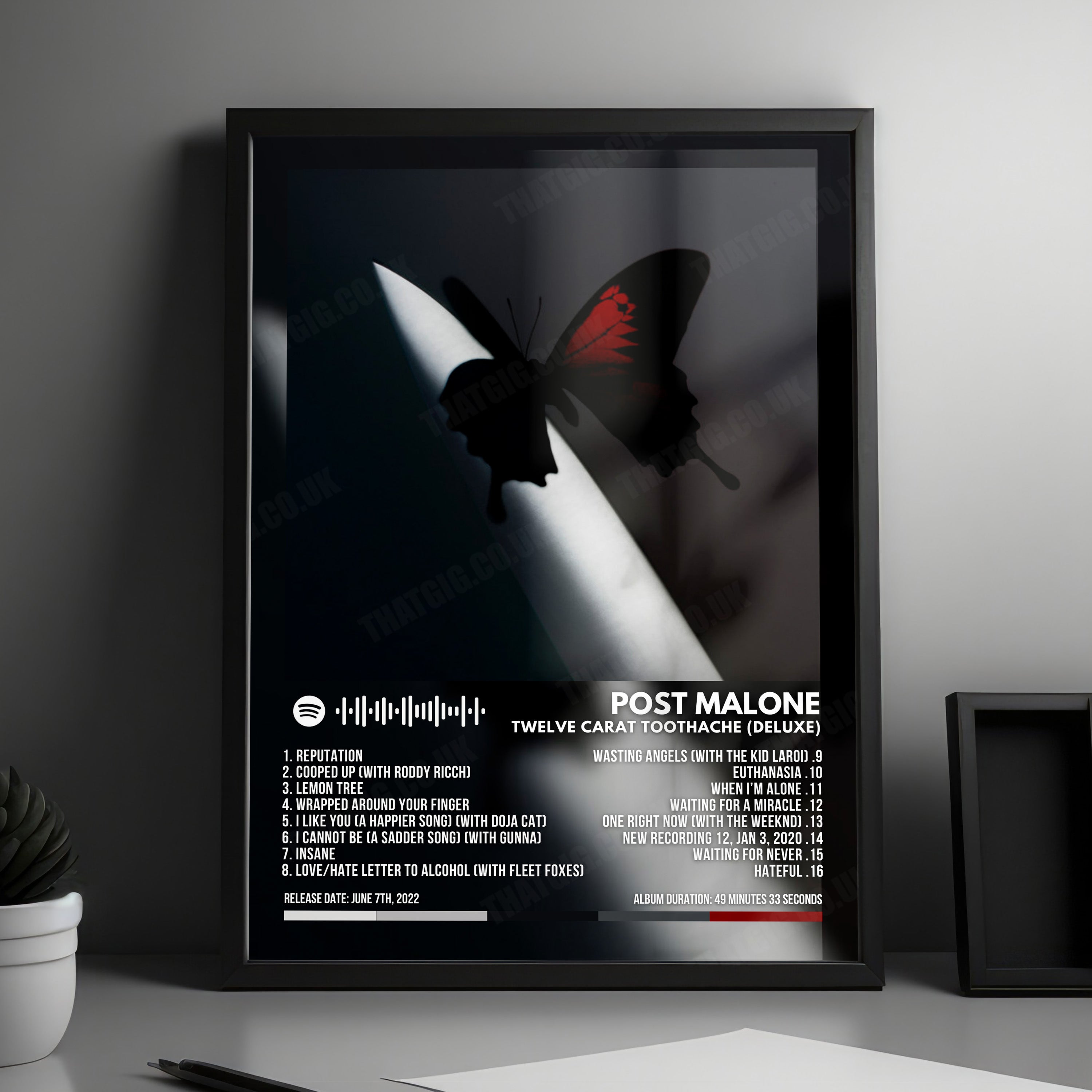 Post Malone "Twelve Carat Toothache (Deluxe)" Album Cover Poster - with Complete Tracklist