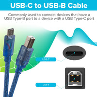 Maplin USB-C to USB-B Cable - Blue, 1m