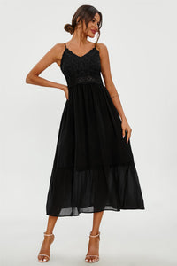Lace Embroidery Anglaise Maxi Slip Dress In Black
