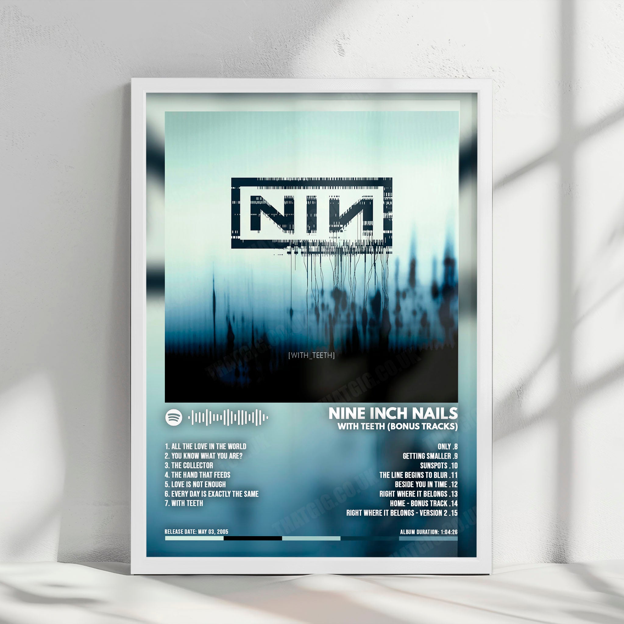 Nine Inch Nails "With Teeth" Album Cover Poster - with Complete Tracklist
