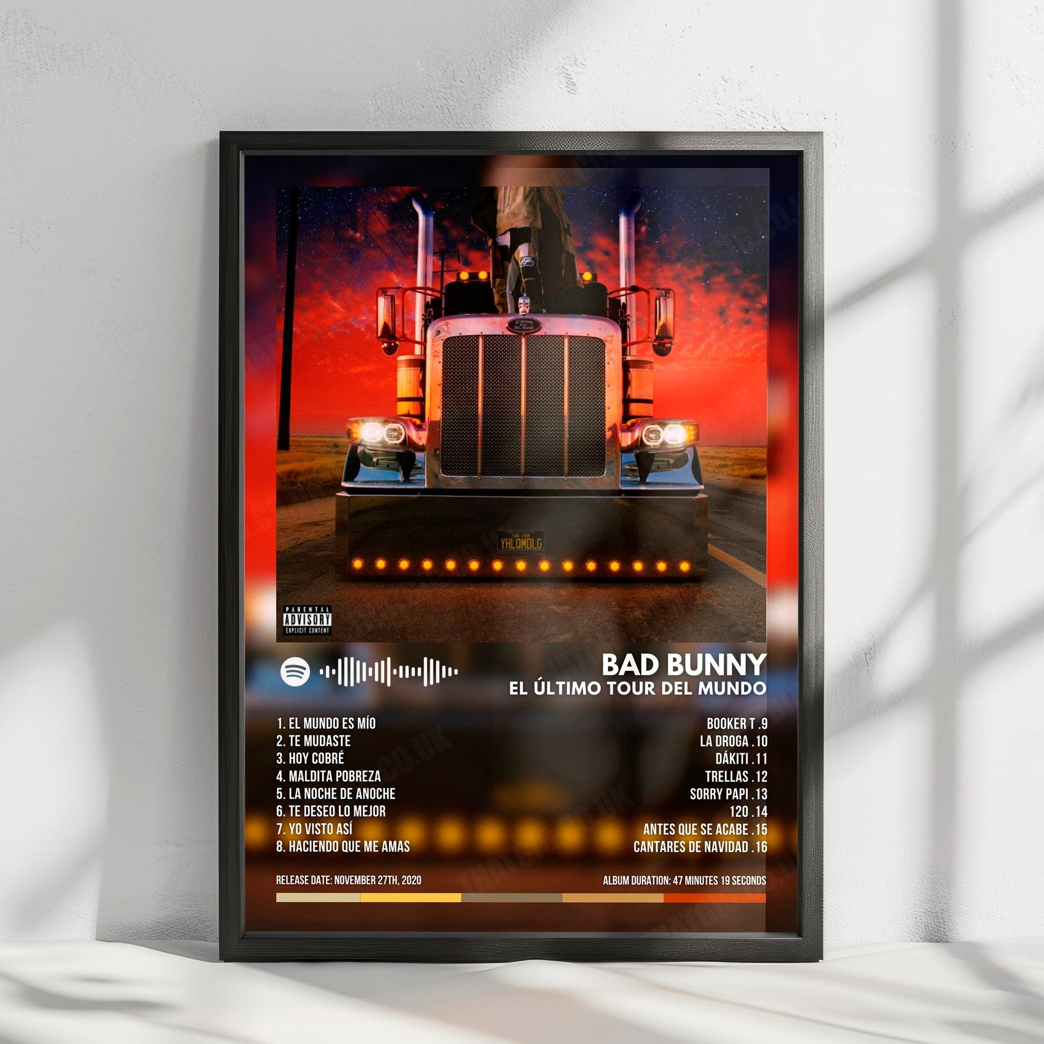 Bad Bunny "El Último Tour del Mundo" Album Cover Poster - with Complete Tracklist