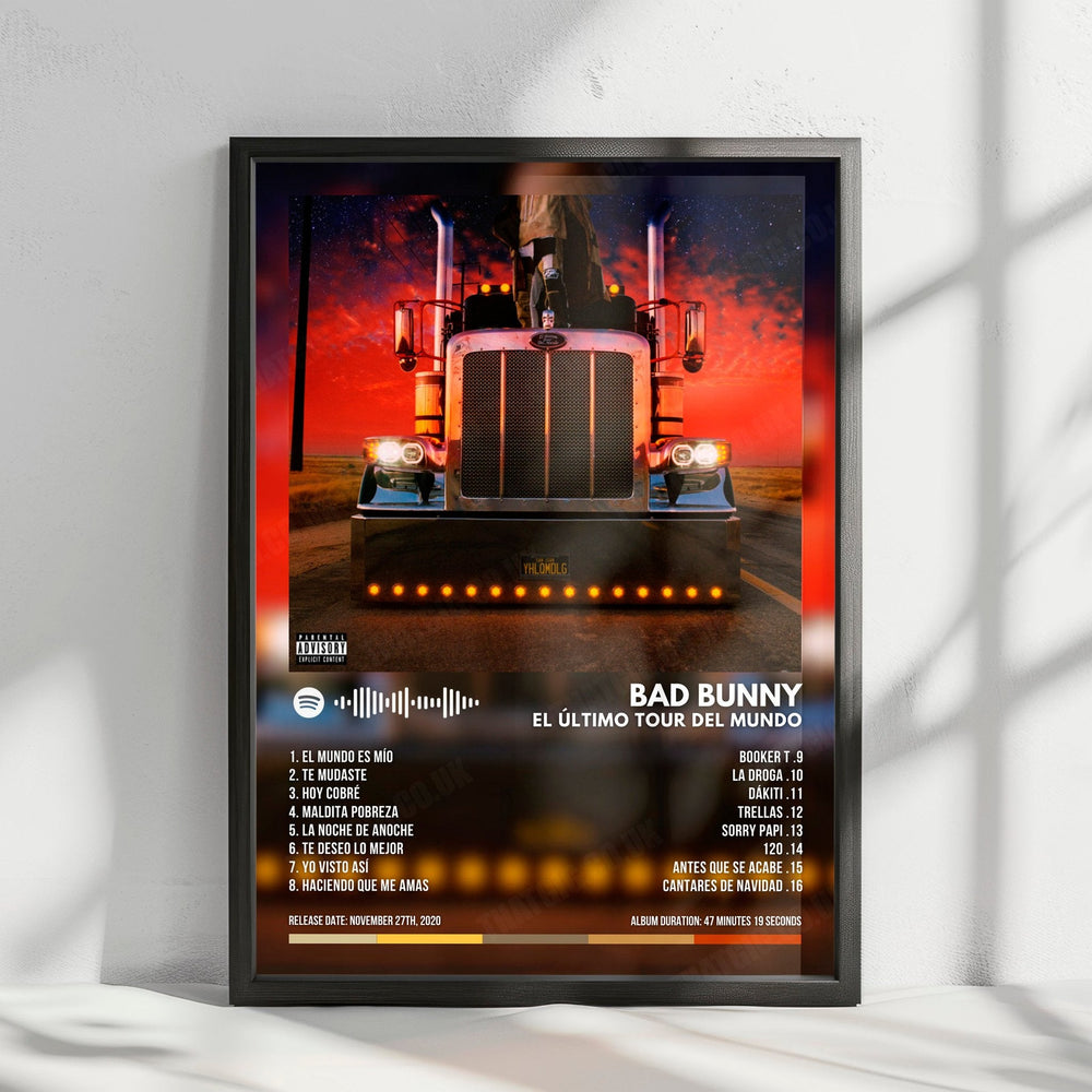 Bad Bunny "El Último Tour del Mundo" Album Cover Poster - with Complete Tracklist