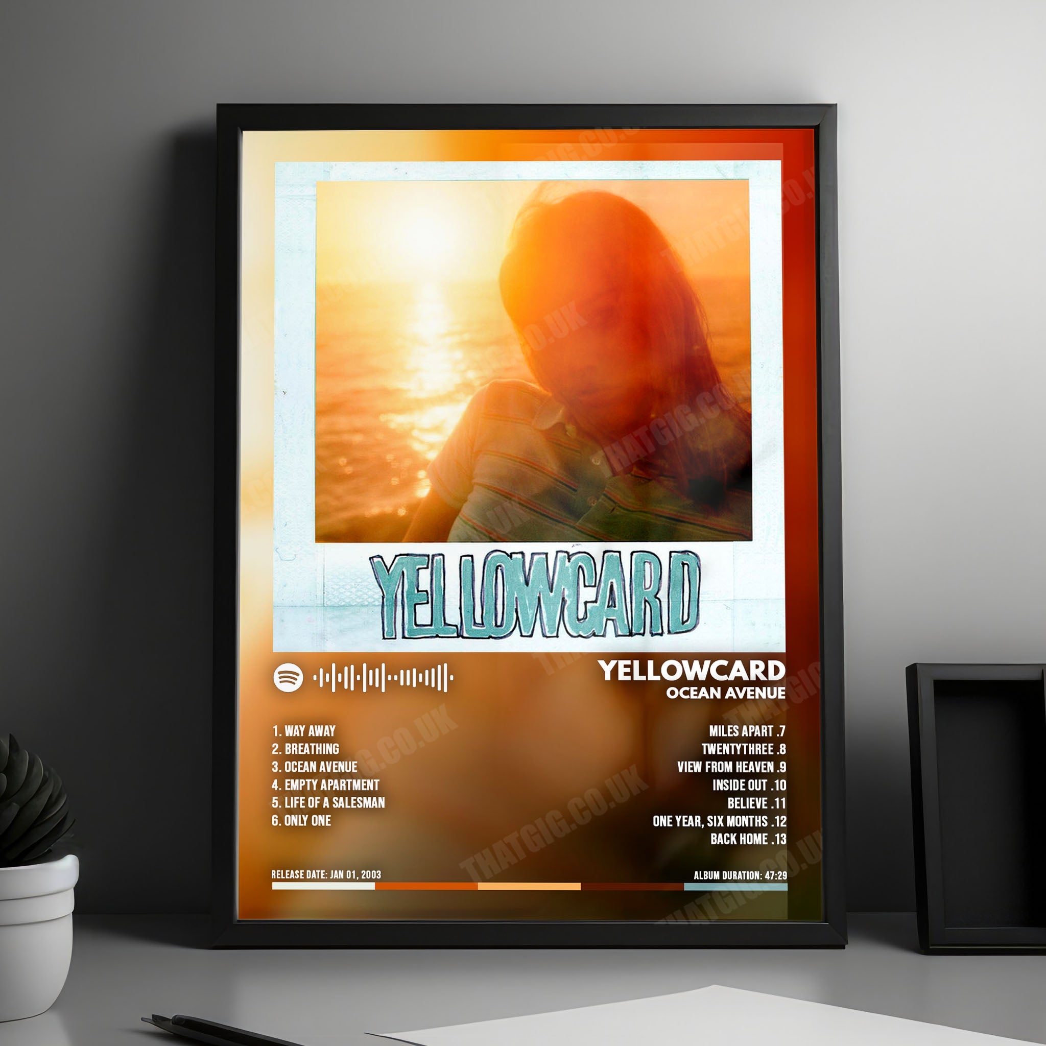 Yellowcard "Ocean Avenue" Album Cover Poster - with Complete Tracklist