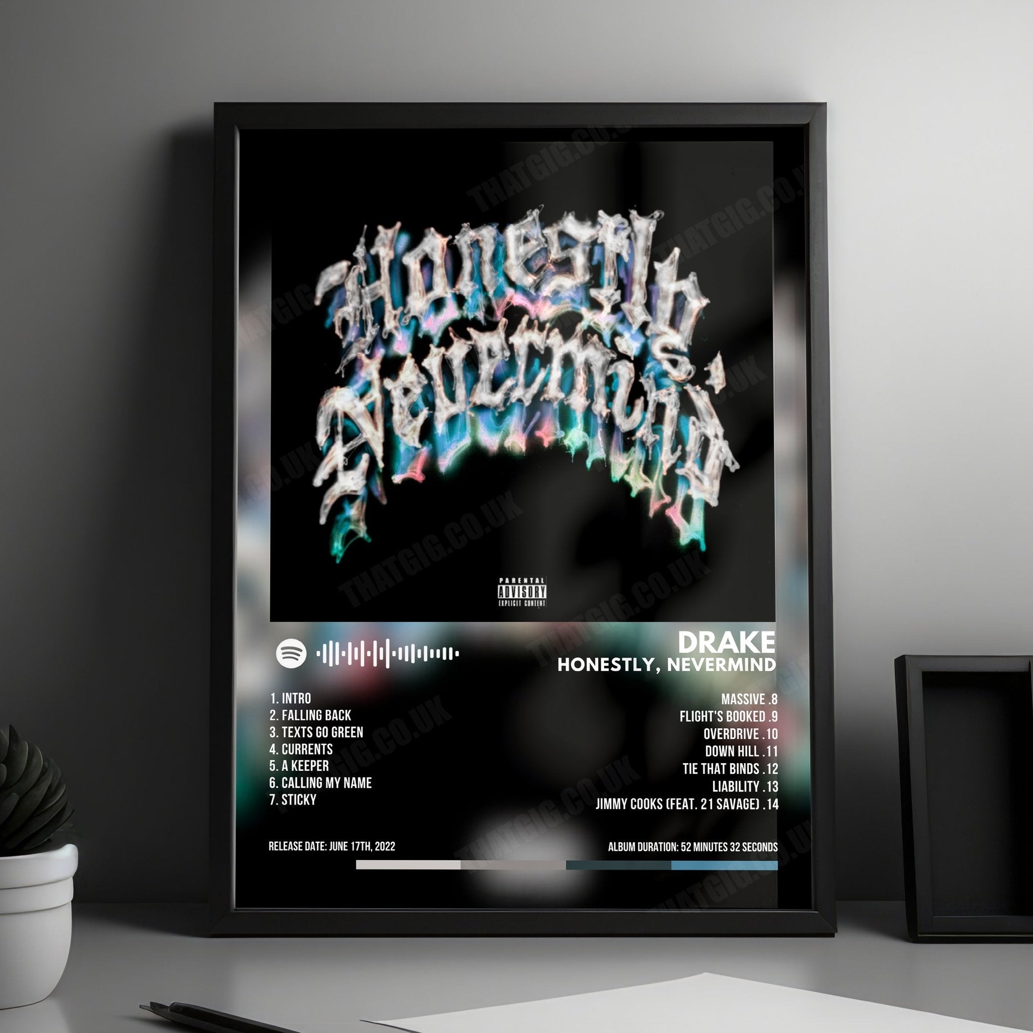 Drake "Honestly, Nevermind" Album Cover Poster - with Complete Tracklist