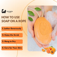 Eco Bath London Apricot Soap on a Rope 220g- Luxury Eco-Friendly Apricot Soap Bar