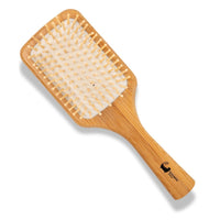 Eco Bath London Bamboo Hairbrush with Wooden Pins - Eco-Friendly Paddle Detangler for Long, Thick, and Curly Hair